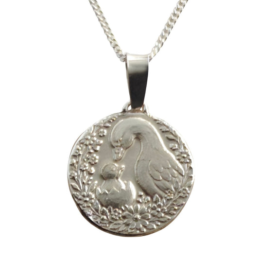 Mother Goose Engraved Sterling Silver Coin Necklace