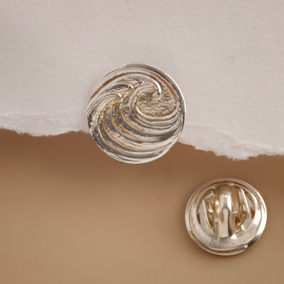 Wave Sterling Silver Tie Pin Ocean Inspired Men's Tie Tack Gift for Him