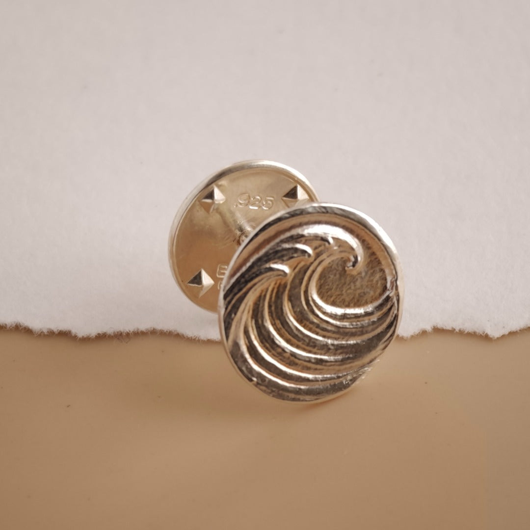 Wave Sterling Silver Tie Pin Ocean Inspired Men's Tie Tack Gift for Him