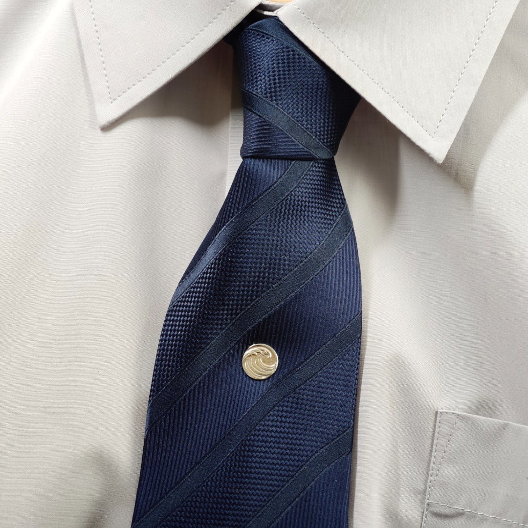Wave Sterling Silver Tie Pin Ocean Inspired Men's Tie Tack Gift for Him