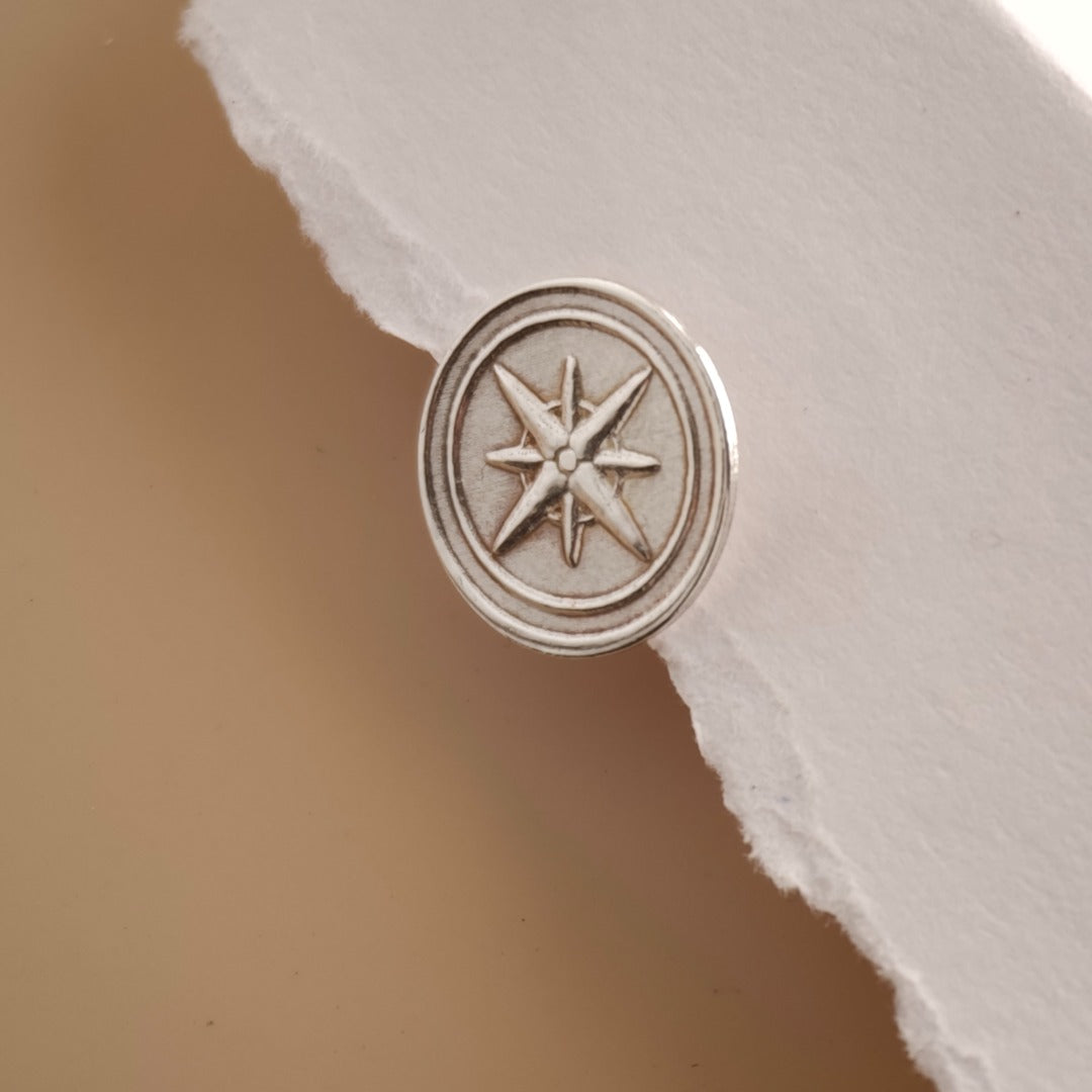Compass Sterling Silver Tie Pin Travel Gift for Him Men's Tie Tack