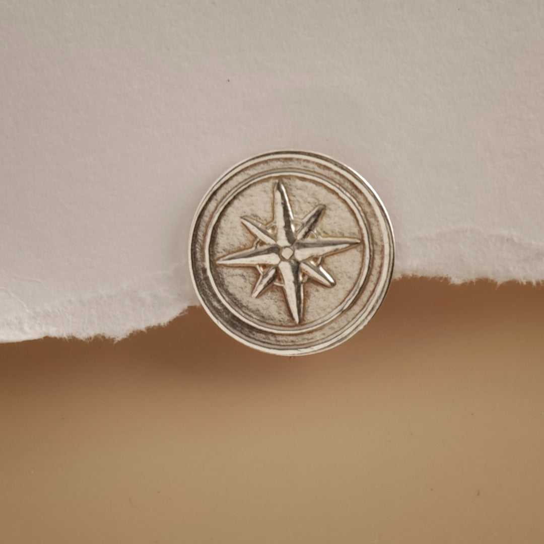 Compass Sterling Silver Tie Pin Travel Gift for Him Men's Tie Tack