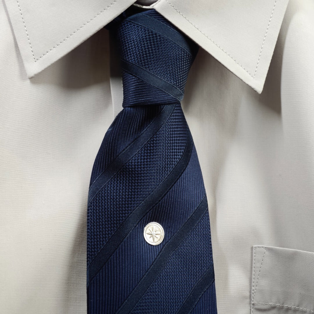 Compass Sterling Silver Tie Pin Travel Gift for Him Men's Tie Tack