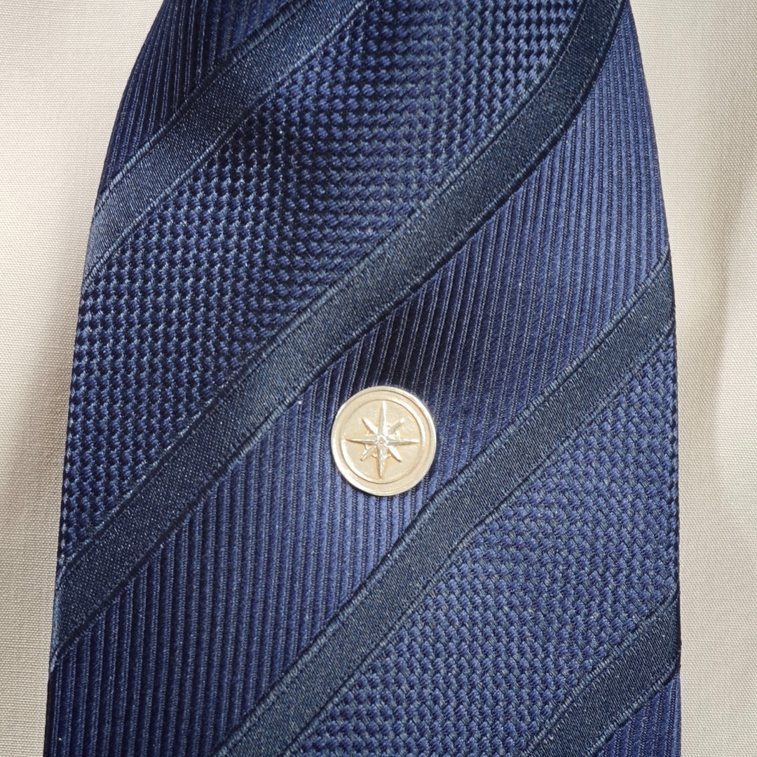 Compass Sterling Silver Tie Pin Travel Gift for Him Men's Tie Tack