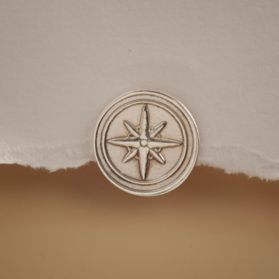 Compass Sterling Silver Tie Pin Travel Gift for Him Men's Tie Tack