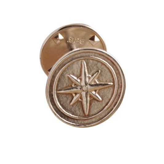 Compass Sterling Silver Tie Pin Travel Gift for Him Men's Tie Tack