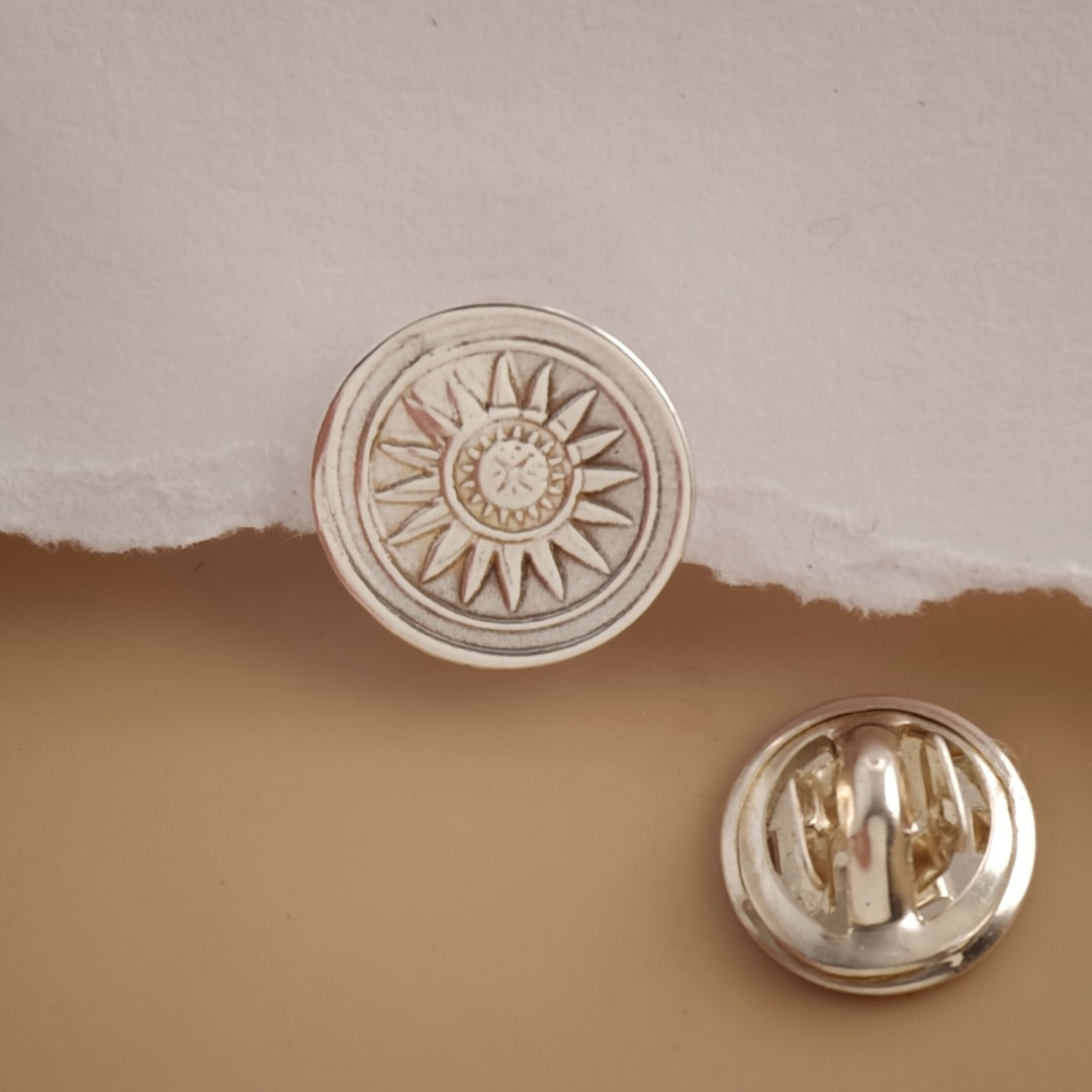 Sun Sterling Silver Tie Pin Symbolic Men's Tie Tack Gift for Him