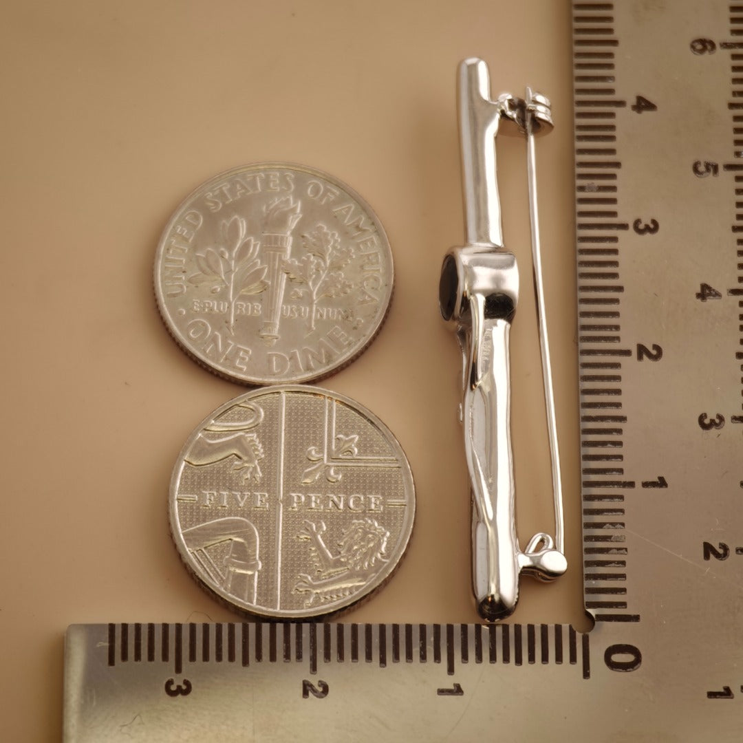 Dark Sapphire Sterling Silver Bar Brooch