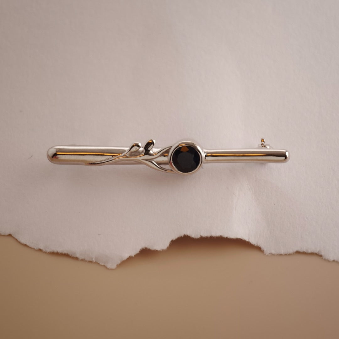 Dark Sapphire Sterling Silver Bar Brooch