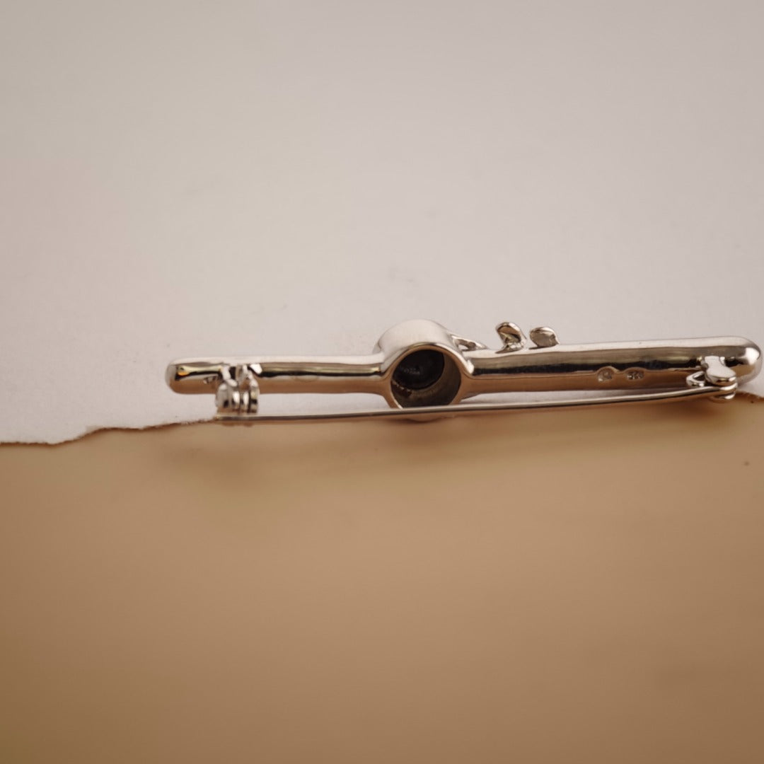 Dark Sapphire Sterling Silver Bar Brooch