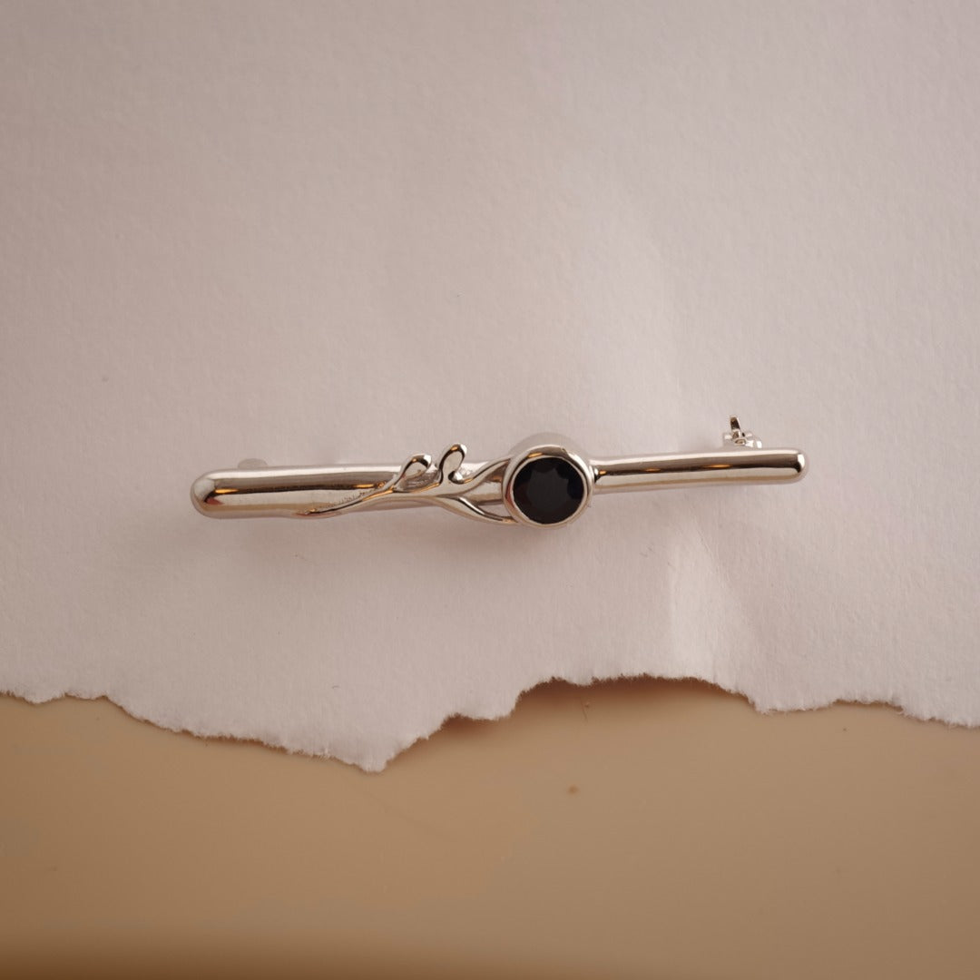 Dark Sapphire Sterling Silver Bar Brooch