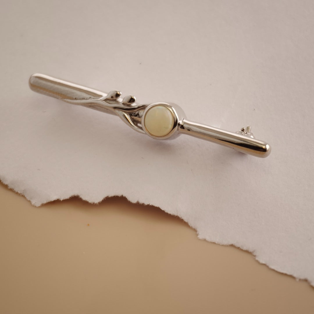 Opal Sterling Silver Bar Brooch