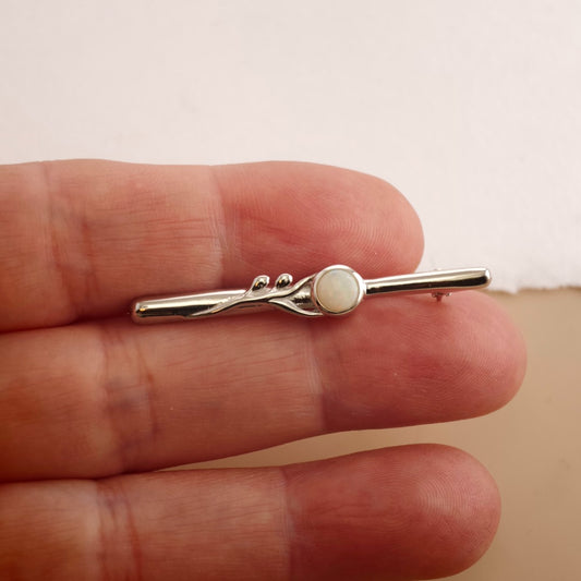 Opal Sterling Silver Bar Brooch