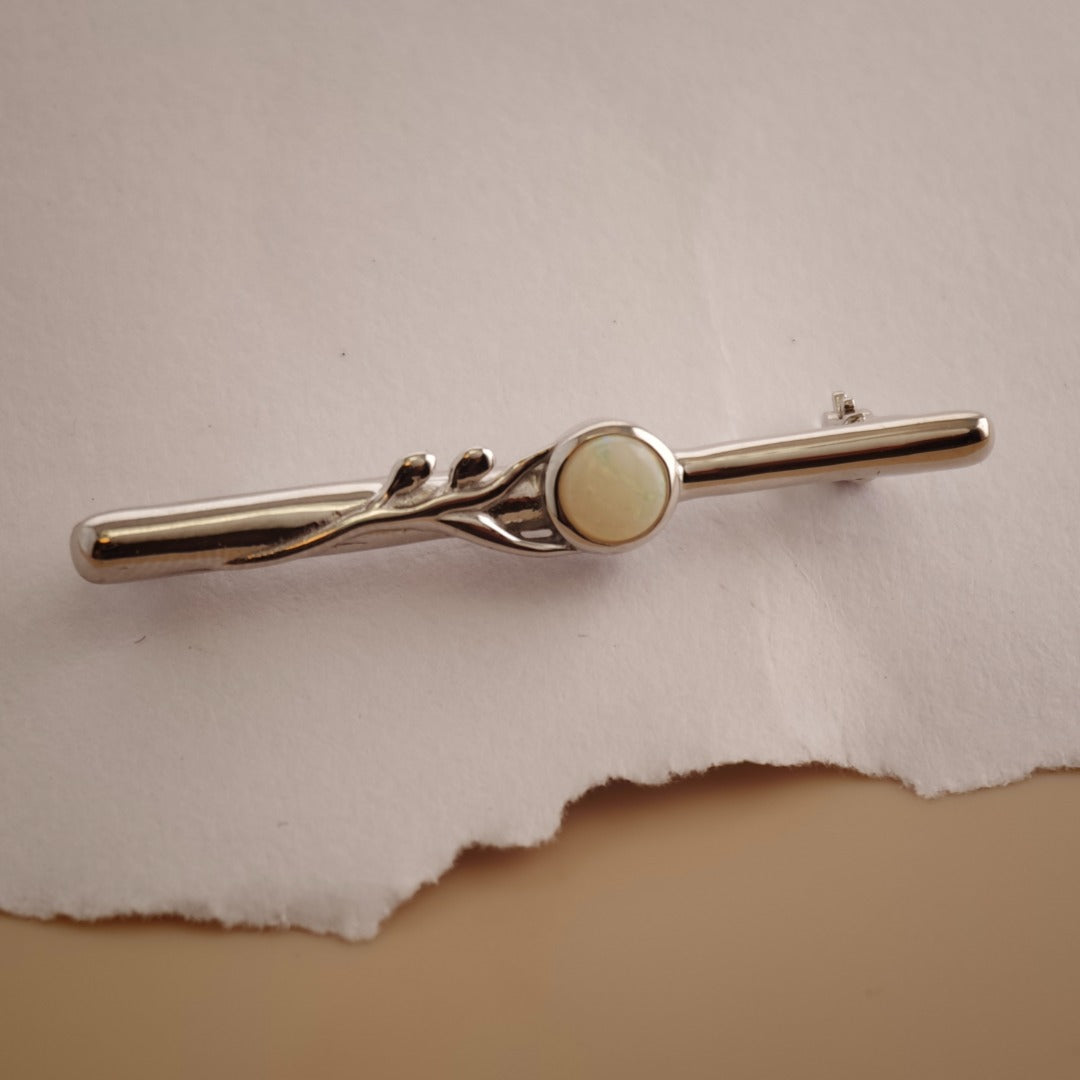 Opal Sterling Silver Bar Brooch