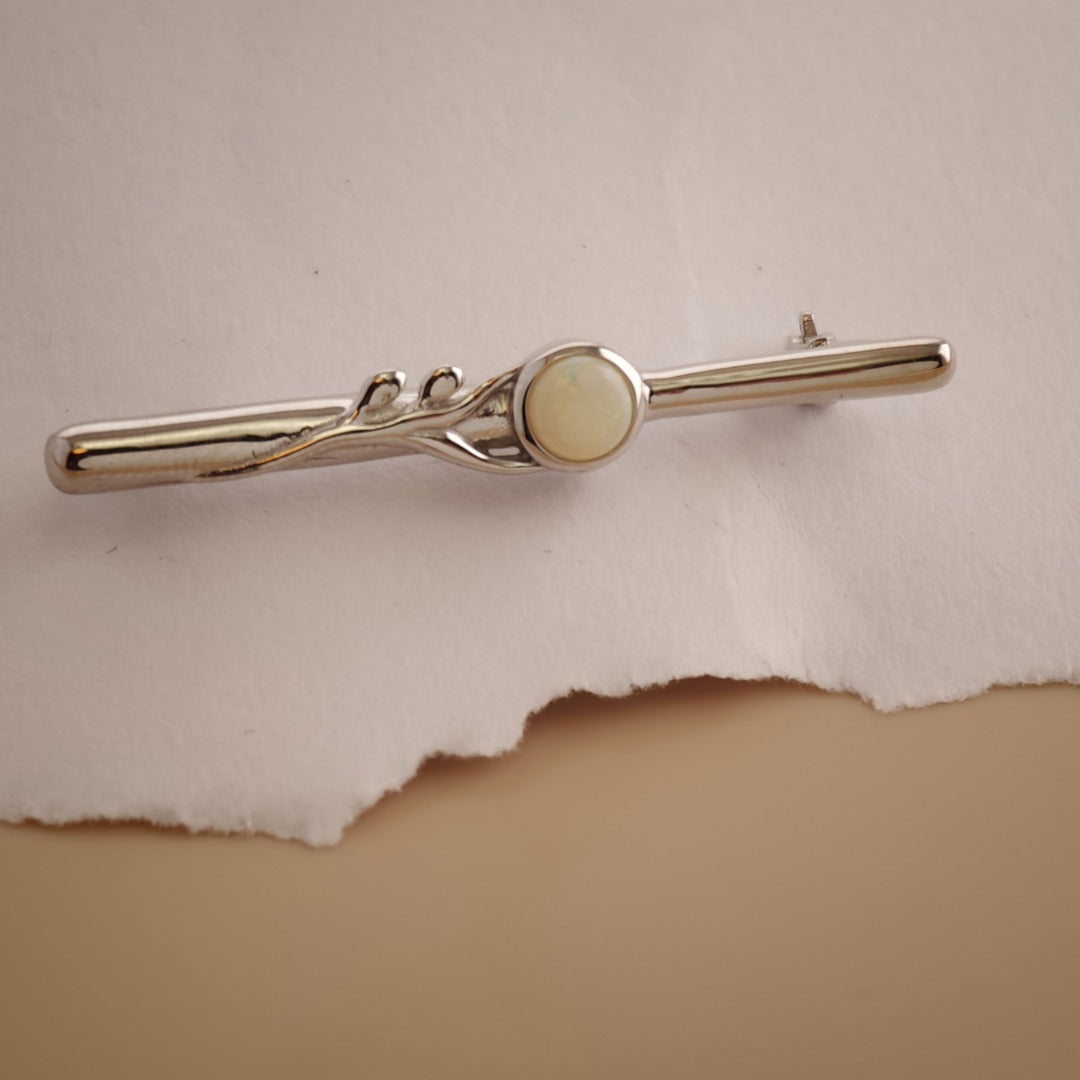 Opal Sterling Silver Bar Brooch