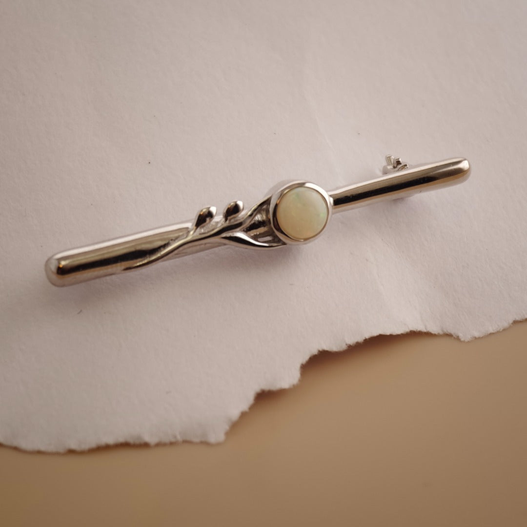 Opal Sterling Silver Bar Brooch