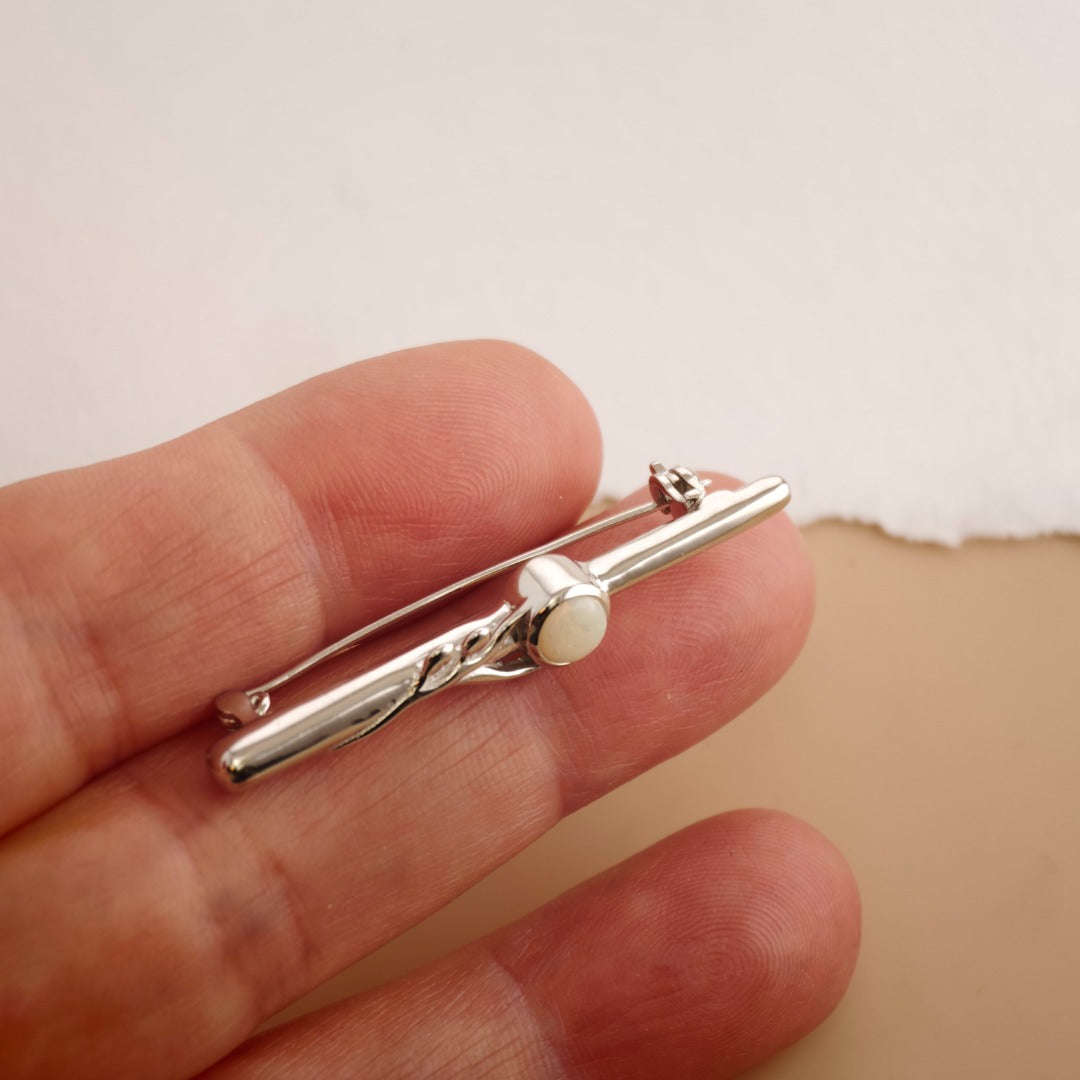 Opal Sterling Silver Bar Brooch