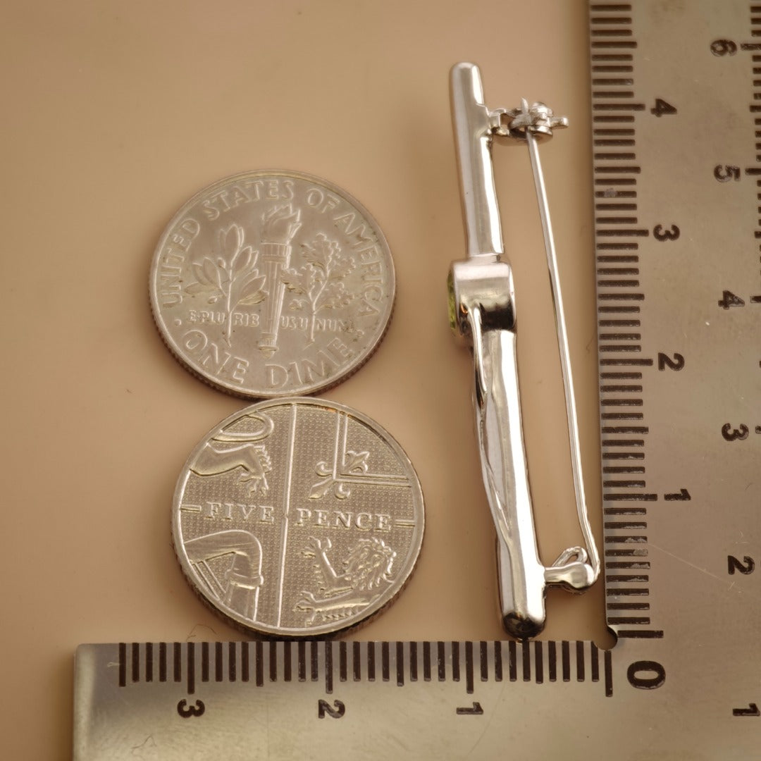 Peridot Sterling Silver Bar Brooch