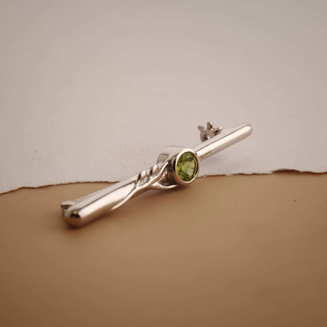 Peridot Sterling Silver Bar Brooch