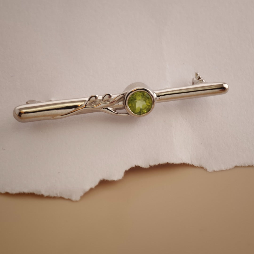 Peridot Sterling Silver Bar Brooch