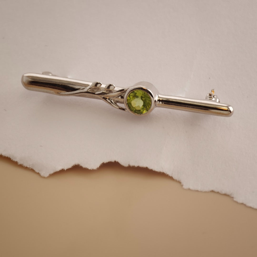 Peridot Sterling Silver Bar Brooch