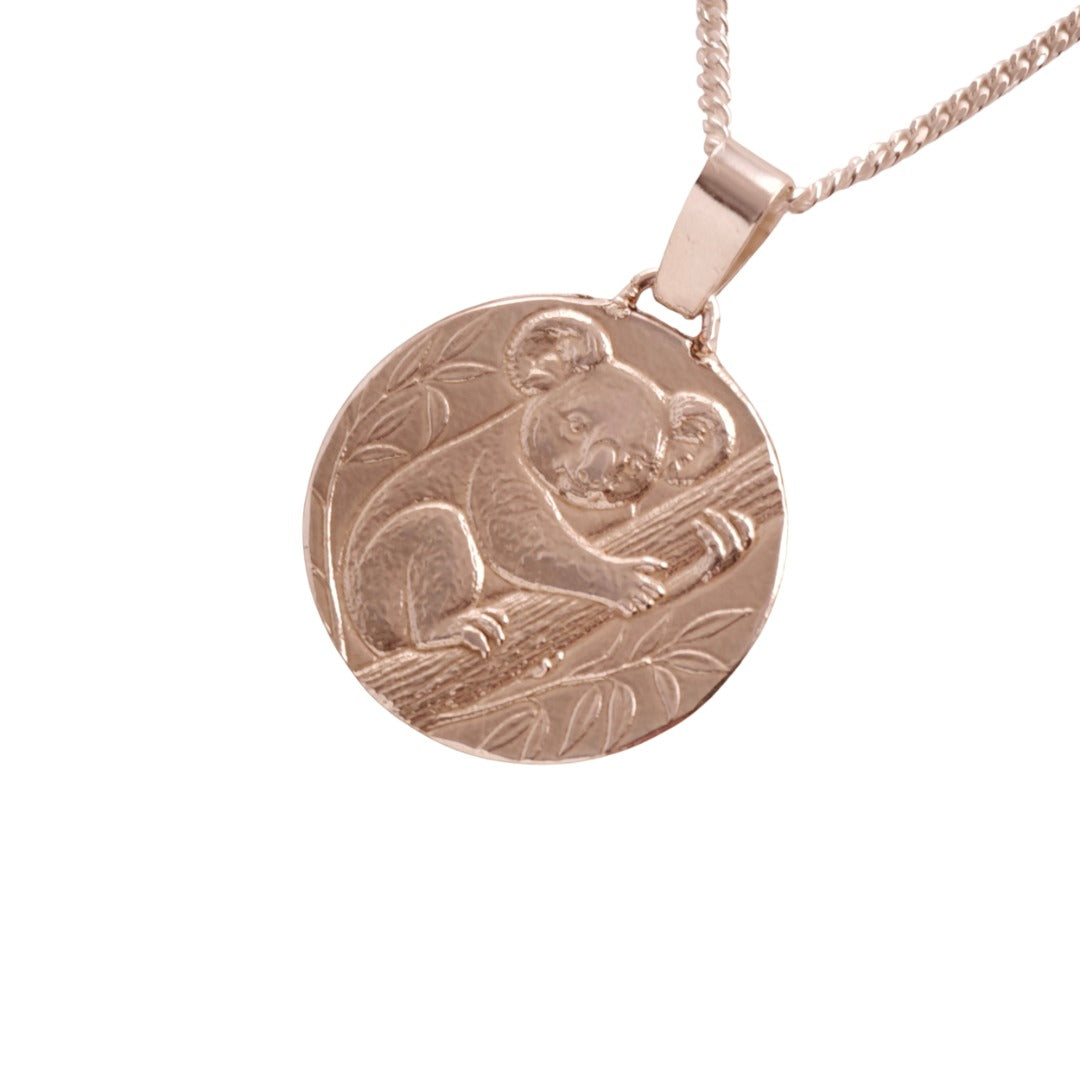 Koala Engraved Sterling Silver Coin Necklace