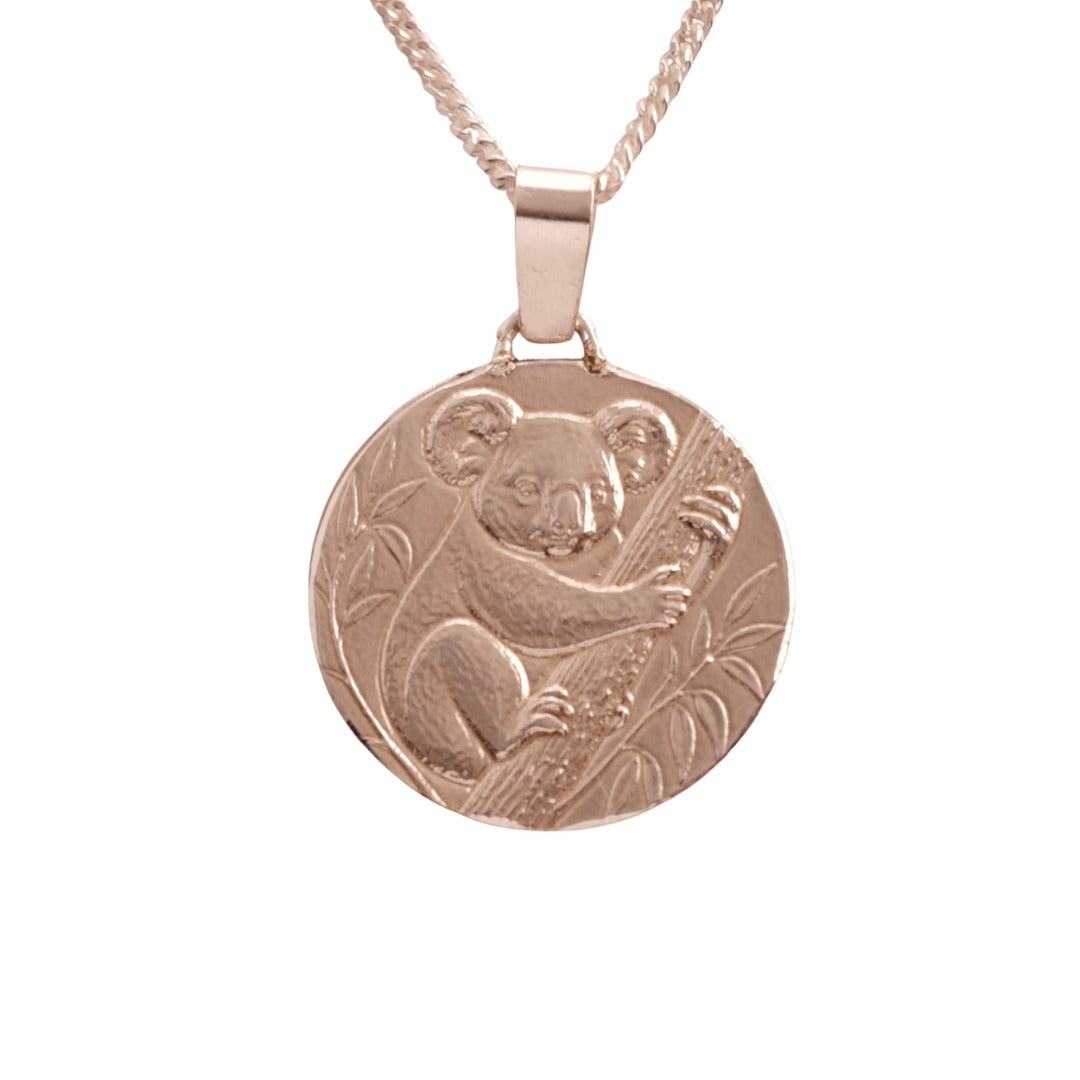 Koala Engraved Sterling Silver Coin Necklace