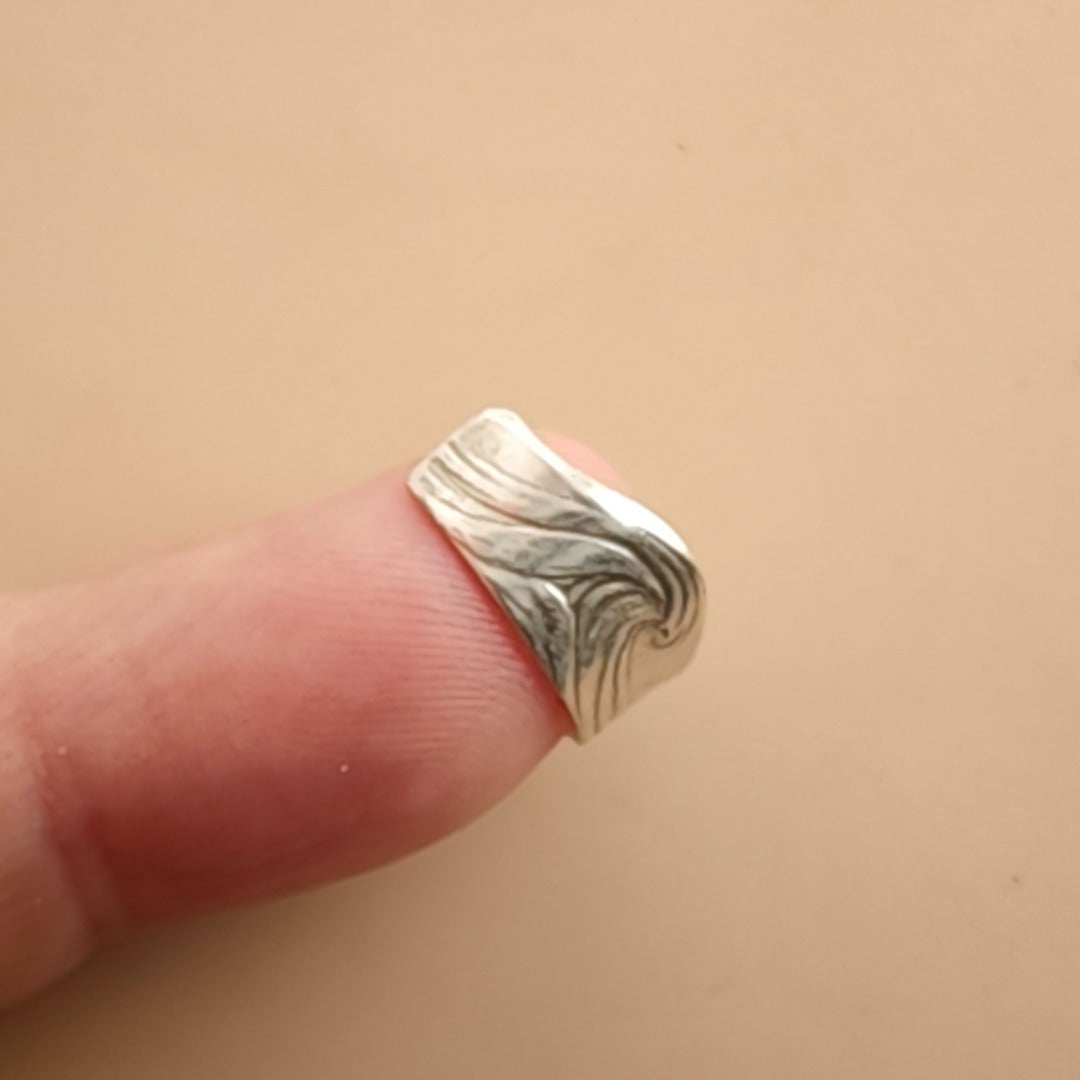 Wave Engraved Sterling Silver Ear Cuff