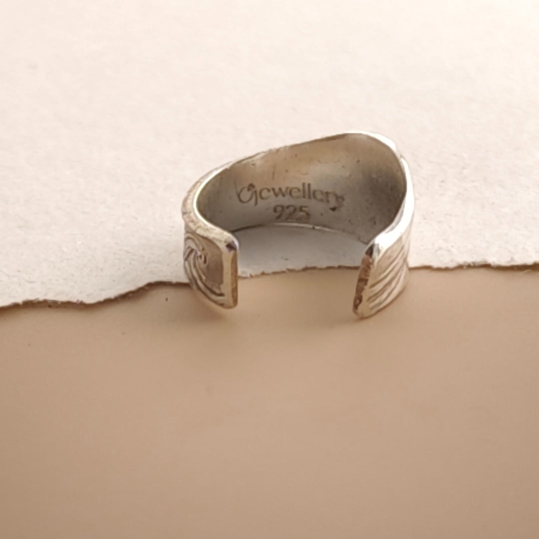 Wave Engraved Sterling Silver Ear Cuff