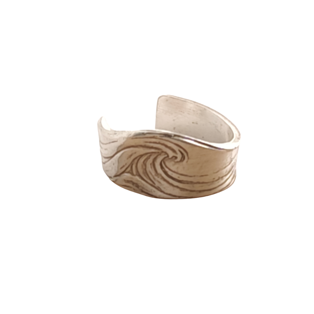 Wave Engraved Sterling Silver Ear Cuff