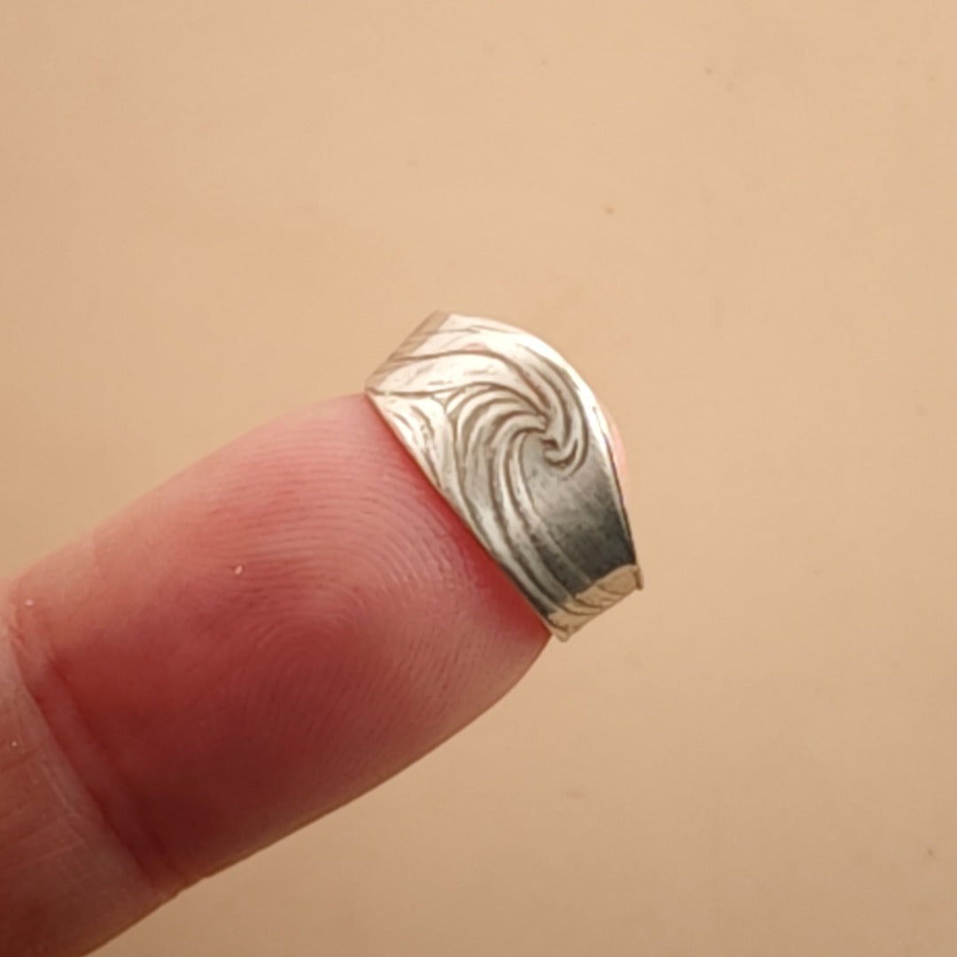Wave Engraved Sterling Silver Ear Cuff