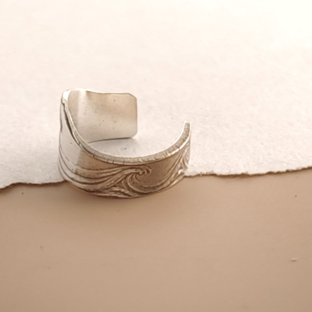 Wave Engraved Sterling Silver Ear Cuff
