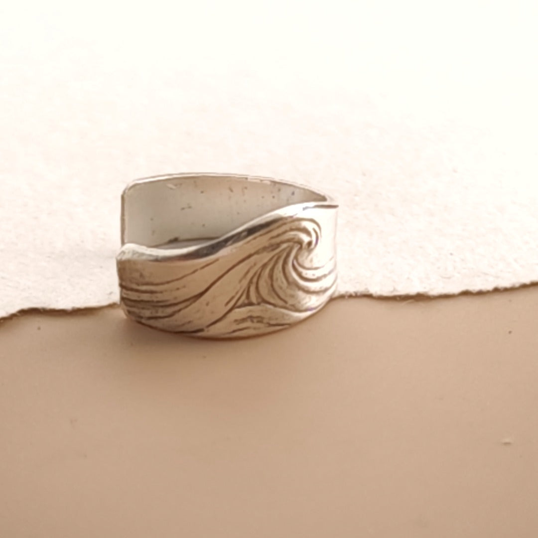 Wave Engraved Sterling Silver Ear Cuff