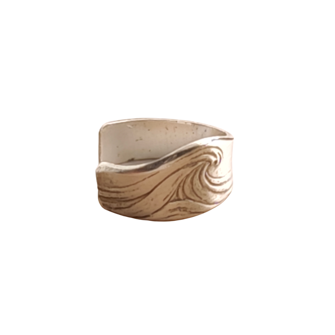 Wave Engraved Sterling Silver Ear Cuff