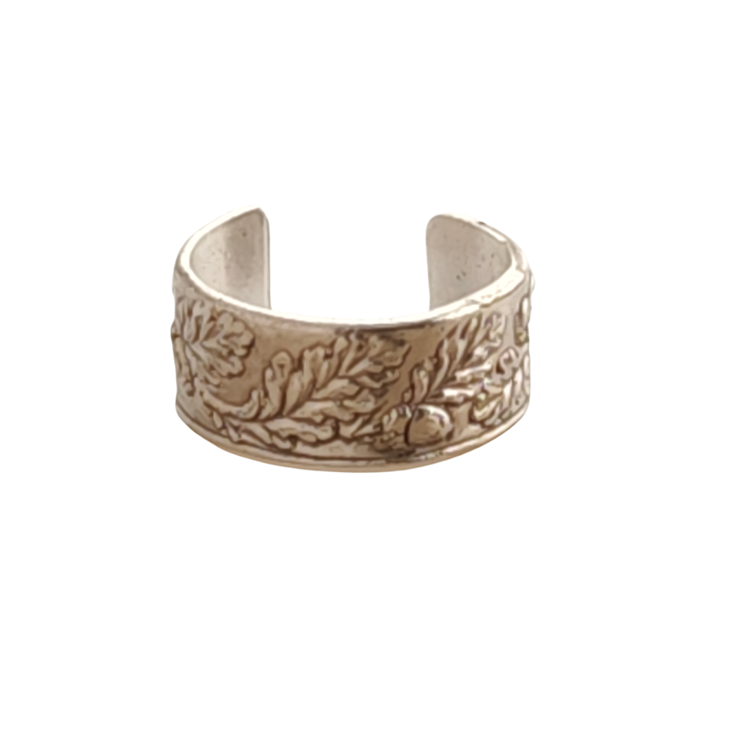 Oak & Acorn Engraved Sterling Silver Ear Cuff