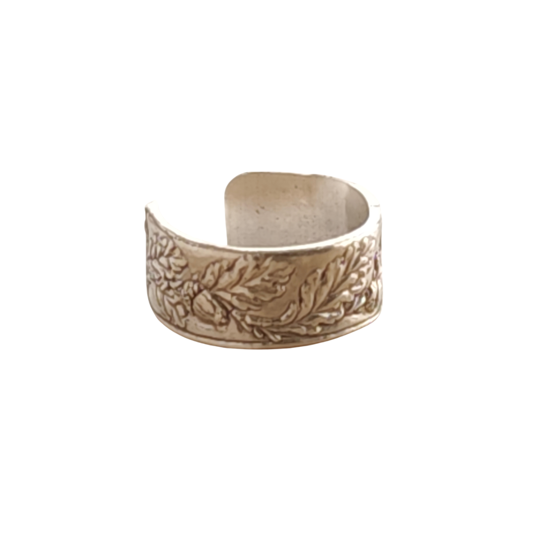 Oak & Acorn Engraved Sterling Silver Ear Cuff