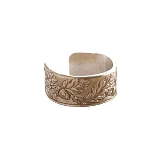 Oak & Acorn Engraved Sterling Silver Ear Cuff