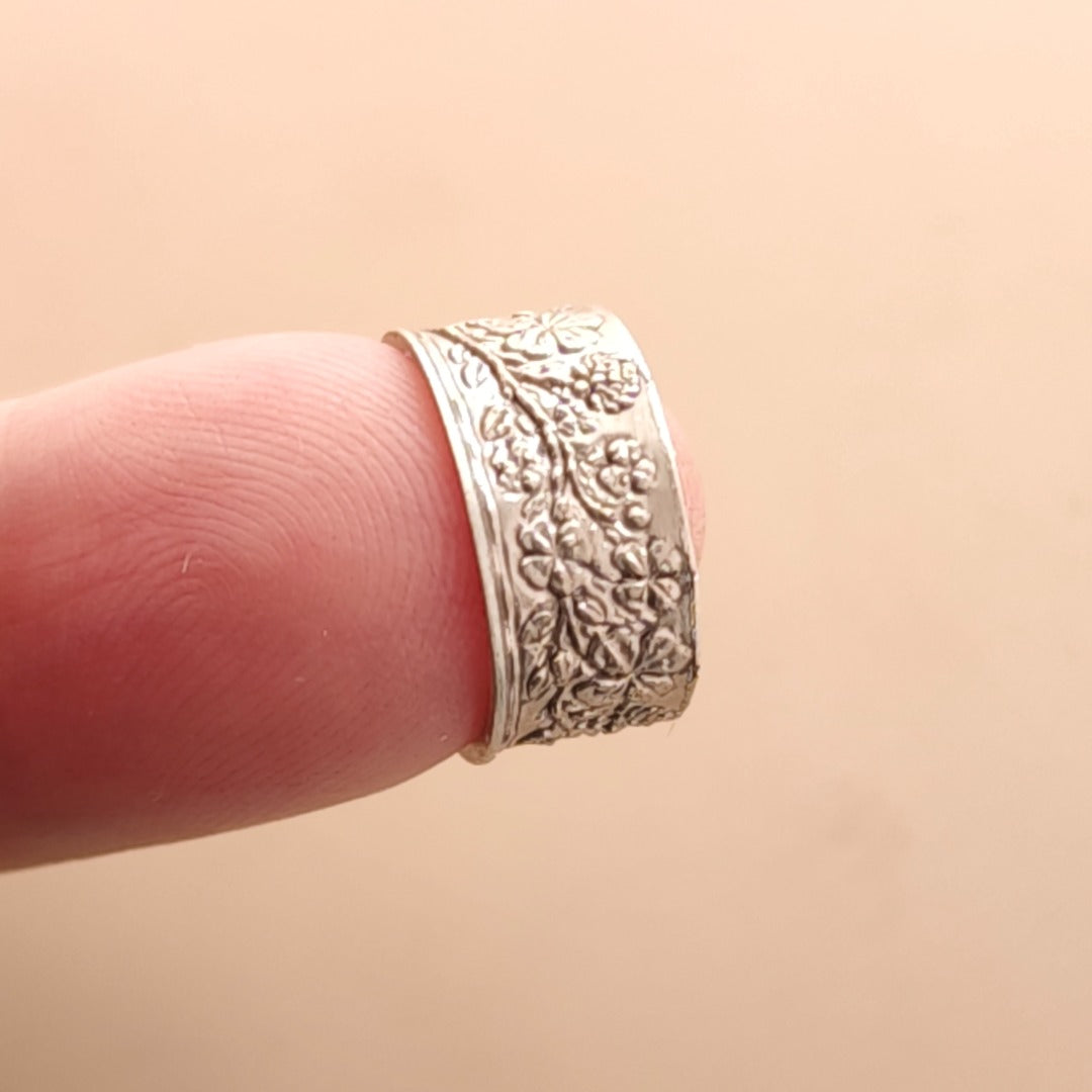 Four Leaf Clover Engraved Sterling Silver Ear Cuff