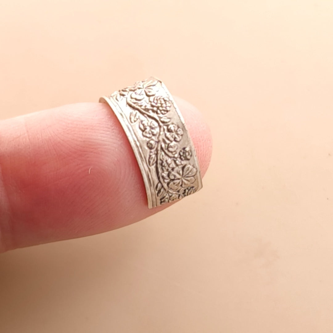 Four Leaf Clover Engraved Sterling Silver Ear Cuff