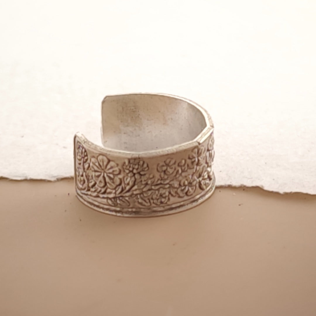 Four Leaf Clover Engraved Sterling Silver Ear Cuff