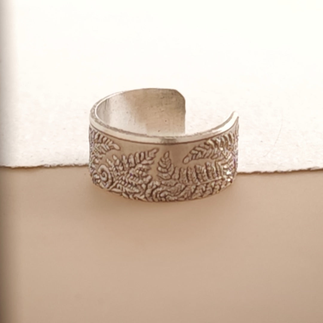 Fern Engraved Sterling Silver Ear Cuff