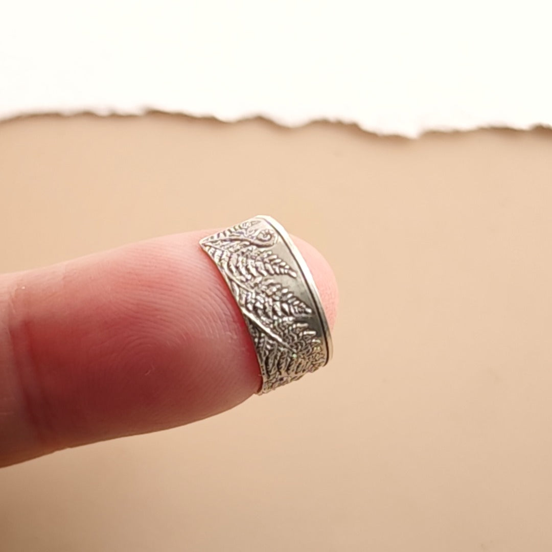 Fern Engraved Sterling Silver Ear Cuff