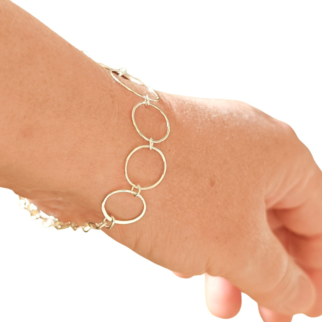 Kingfisher Engraved Sterling Silver Coin Bracelet