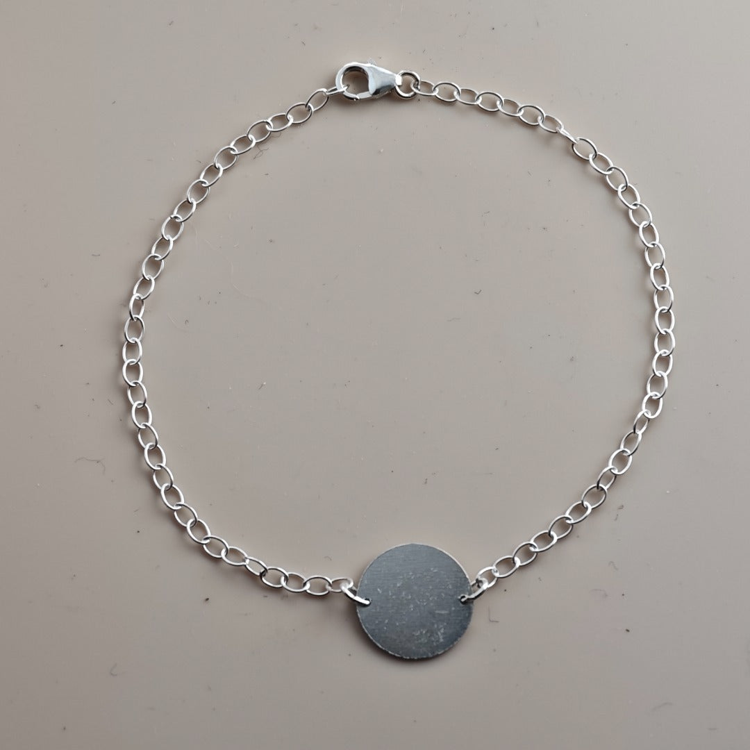 Wren Engraved Sterling Silver Coin Bracelet