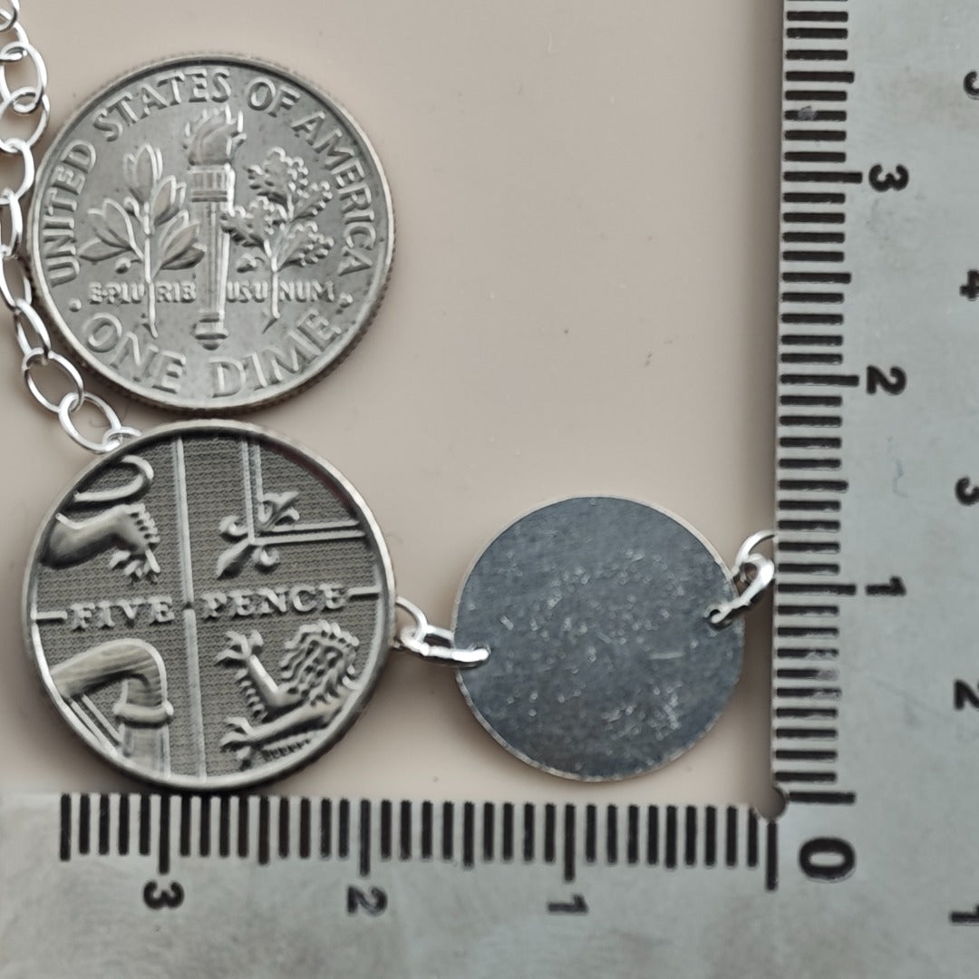 Wren Engraved Sterling Silver Coin Bracelet