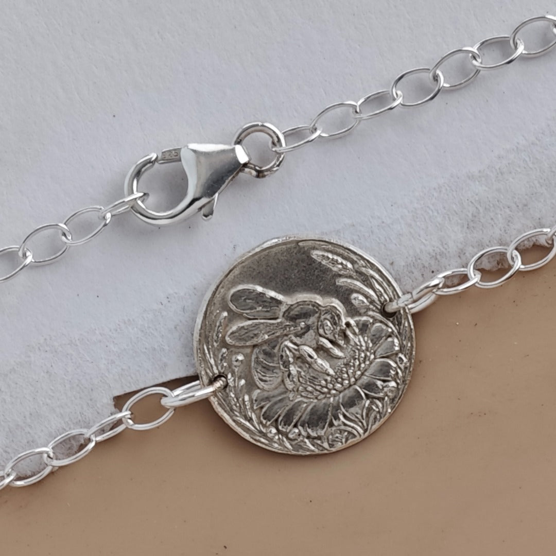 Bee coin bracelet - alternate angle