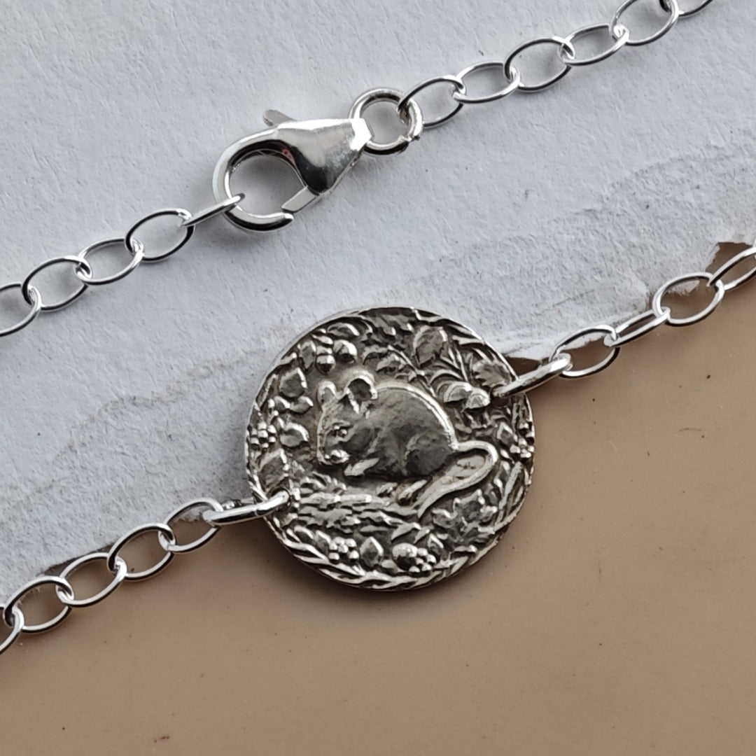 Mouse coin bracelet - alternate angle