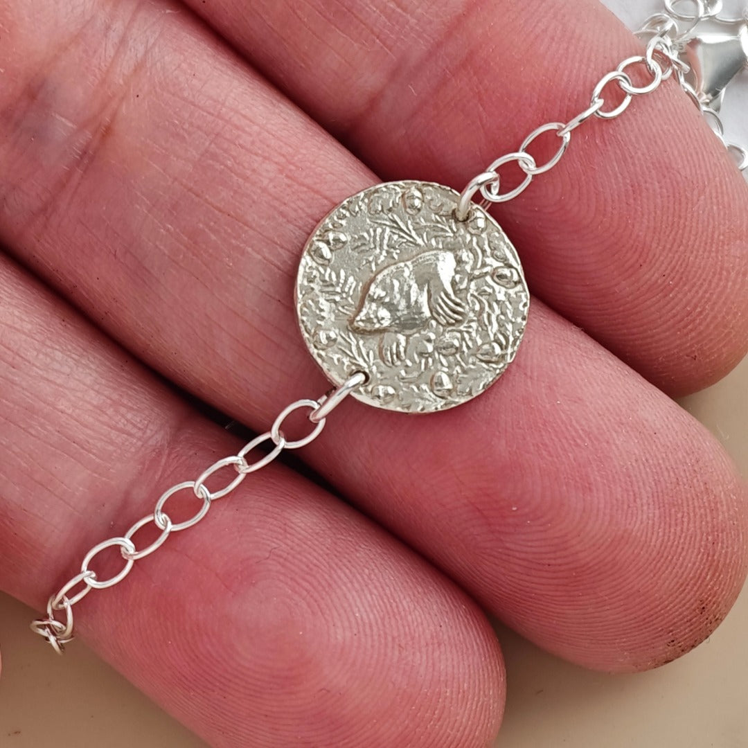 Mole coin bracelet - engraving detail