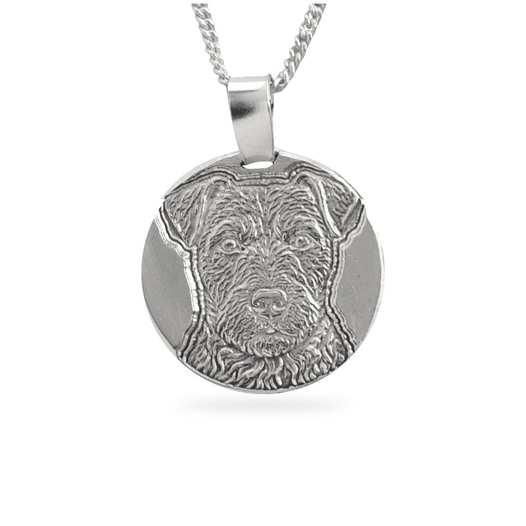 Patterdale Terrier Engraved Sterling Silver Coin Necklace