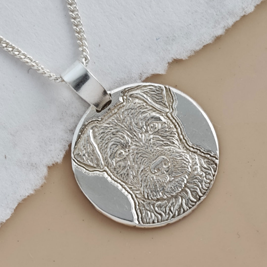 Patterdale Terrier Engraved Sterling Silver Coin Necklace